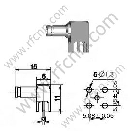 1.0 / 2.3 Angolo retto femminile per connettore PCB RF